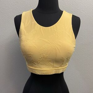 NWT Mono B Floral Jacquard Sunshine Cross Back Sports Bra Size‎ Large